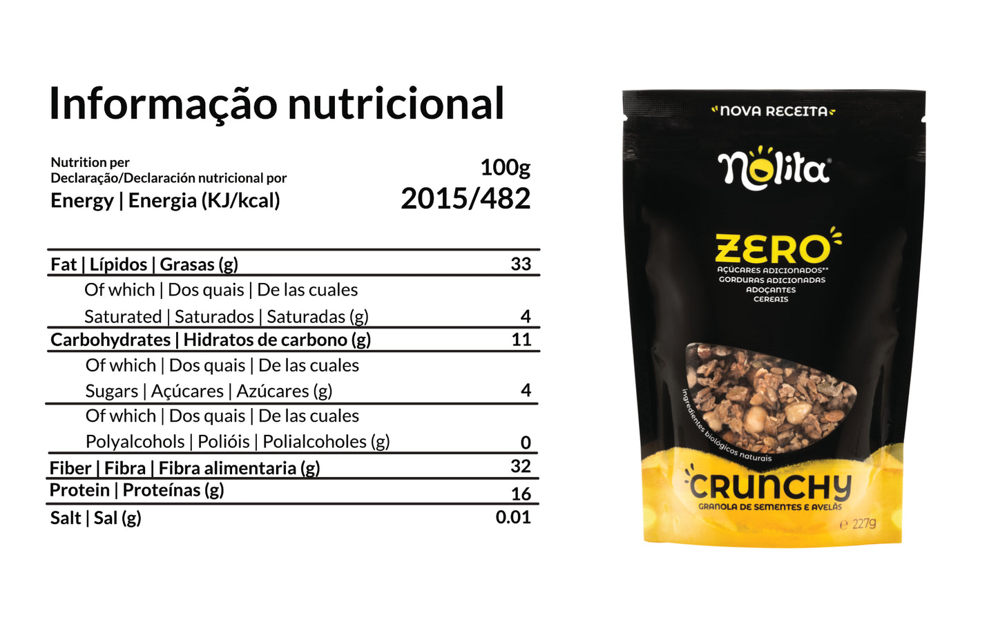 Granola Crunchy com noz-pecã e sementes